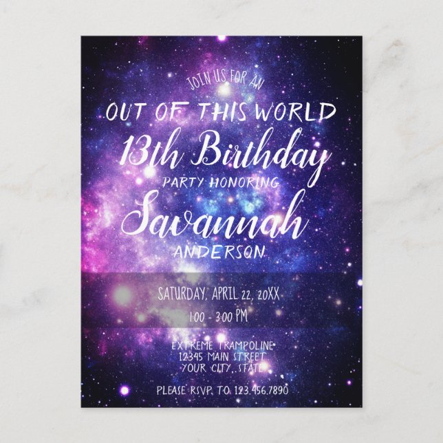 Galaxy sort de cette invitation d'anniversaire (Devant)