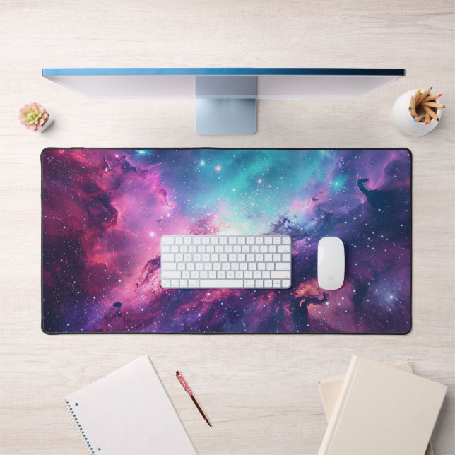 Galaxy Space Glitzer Nebel lila rosa Universum Schreibtischunterlage (Büro 1)