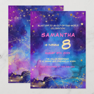 Galaxy Space Invitation d'anniversaire pour enfant