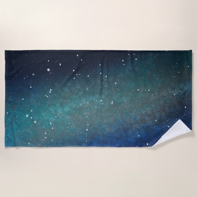 Galaxy Space Nebula Night Sky Green Strandtuch (Vorderseite)