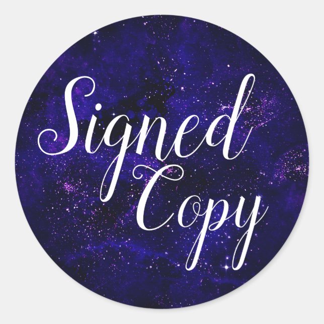 Galaxy Space signed Copy Writer Author Stars Runder Aufkleber (Vorderseite)