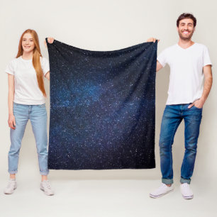 Galaxy Space Stars Night Sky Celestial Navy Blue Fleecedecke