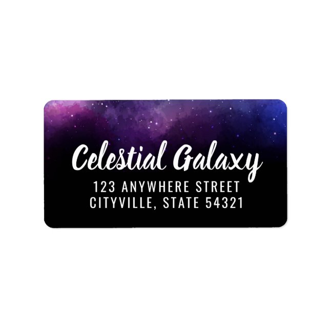 Galaxy Space Stars Ultra-Violet-Lila Nebel Adressaufkleber (Vorne)
