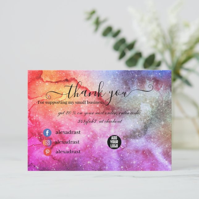 Galaxy Space Stars Ultra Violet Pink Nebel Dankeskarte (Stehend Vorderseite)