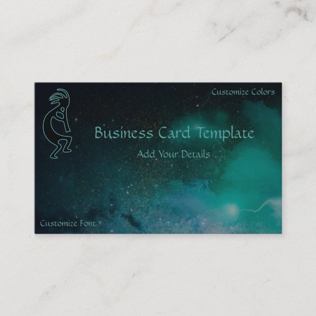 Galaxy Space Turquoise Kokopelli Logo Carte de vis (Devant)