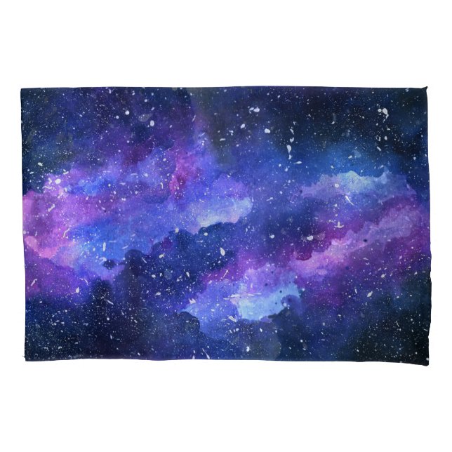 Galaxy Space Universe Wasserfarbe Lila Kissenbezug (Vorderseite)