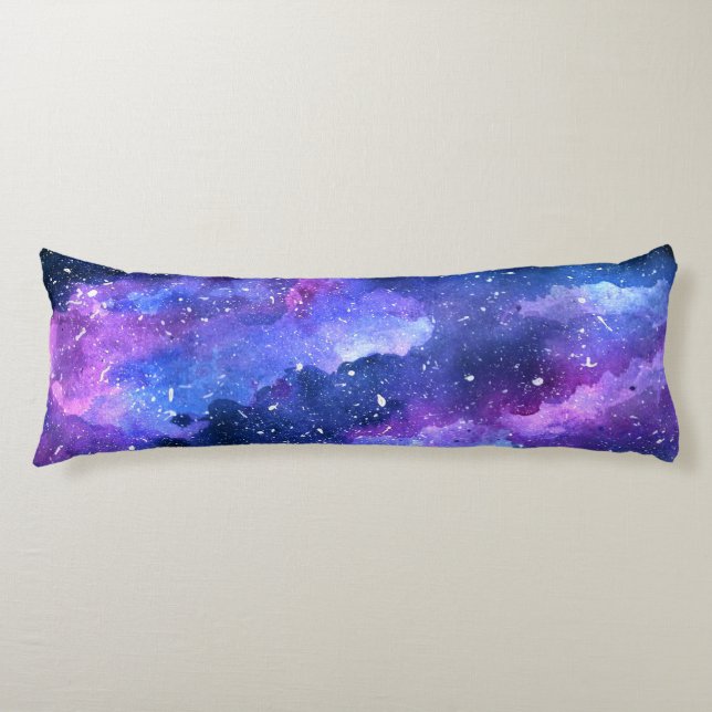 Galaxy Space Universe Wasserfarbe Lila Seitenschläferkissen (Vorderseite)