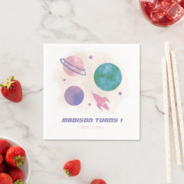 Galaxy Space Watercolor Planet Girl Serviette