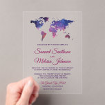 Galaxy Space World Map Wedding Acryleinladungen<br><div class="desc">Invite your guests with this modern space theme wedding invitation featuring a beautiful world map. Simply add your event details on this easy-to-use template to make it a one-of-a-kind invitation.</div>