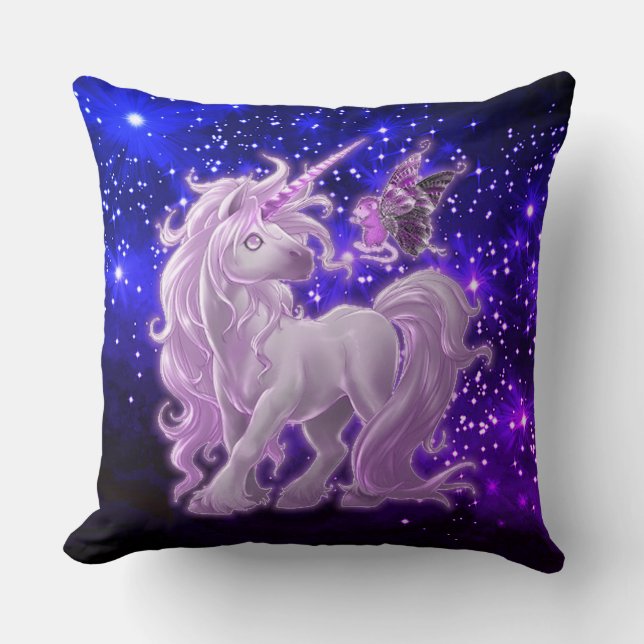 Galaxy Sparkle Pink Unicorn Kissen (Vorderseite)