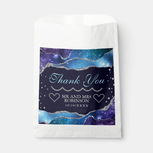 Galaxy Star Silver Glitzer Agate Wedding Geschenktütchen (Vorderseite)