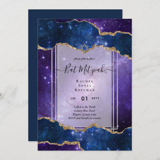 Galaxy Starry BAT MITZVAH de nuit Agate Invitation