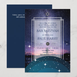 Galaxy Starry Night BAR MITZVAH Einladungen Marine