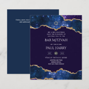 Galaxy Starry Night BAR MITZVAH Einladungen Marine