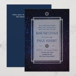 Galaxy Starry Night BAR MITZVAH Einladungen Marine