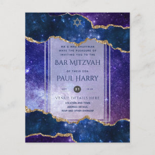 Galaxy Starry Night BAR MITZVAH Einladungen Marine Flyer