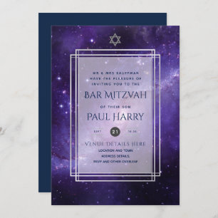 Galaxy Starry Night BAR MITZVAH Invitations Marine