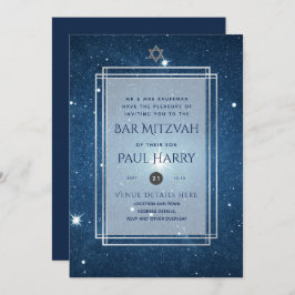 Galaxy Starry Night BAR MITZVAH Invitations Marine