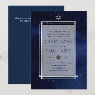 Galaxy Starry Night BAR MITZVAH Invitations Marine