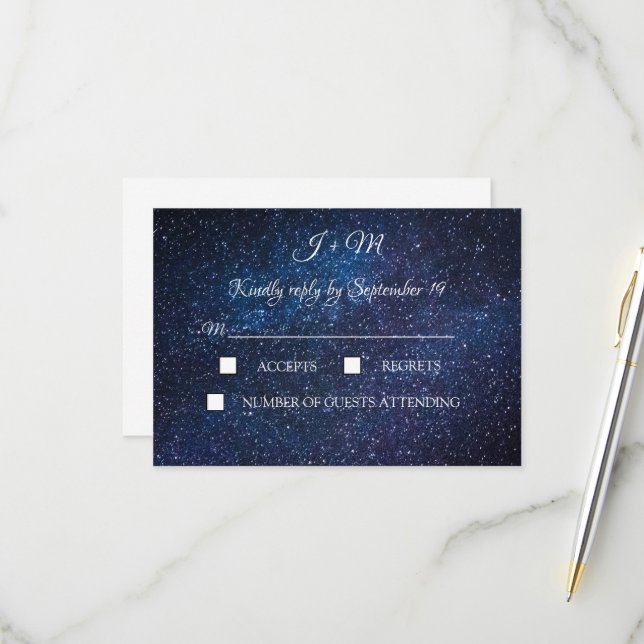 Galaxy Starry Night Celestia Stars Moderne RSVP (Devant/Arrière en situation)