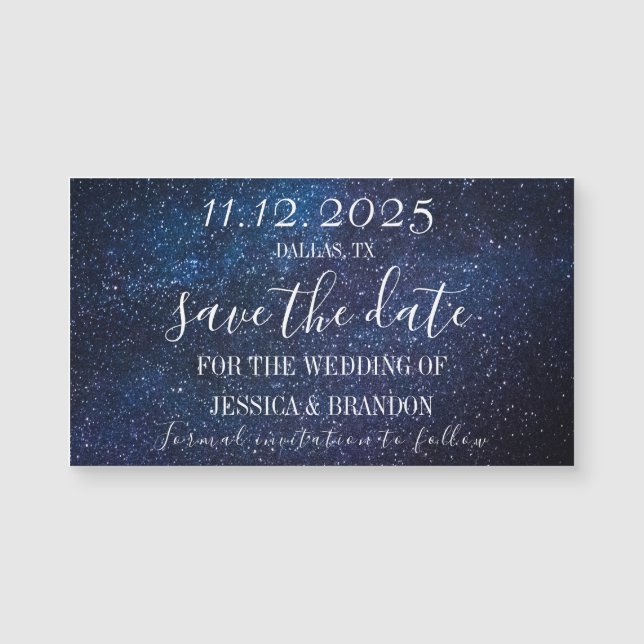 Galaxy Starry Night Navy Blue Wedding Magnet (Vorderseite)