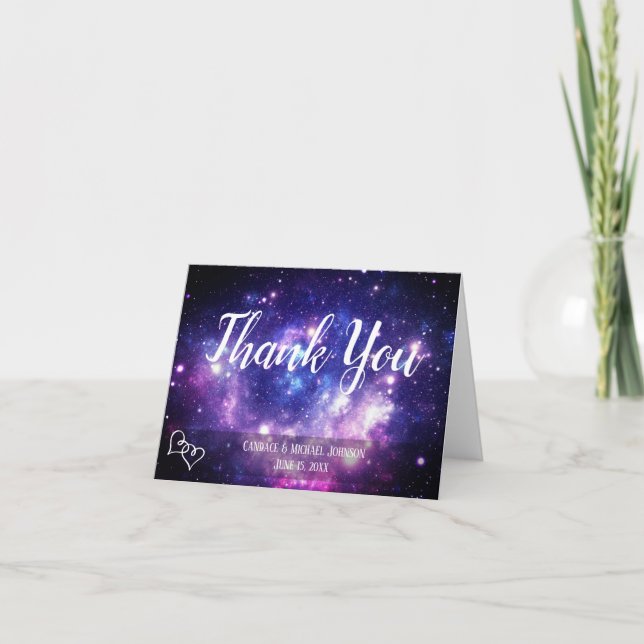 Galaxy Starry Night Space Wedding Dankeschön Karte (Vorderseite)