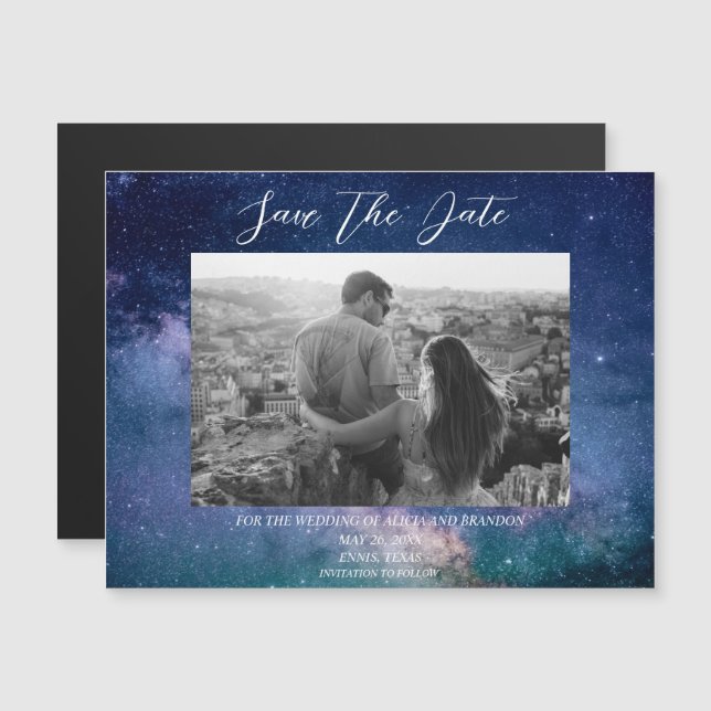 Galaxy Starry Night Stars Celestial Wedding Magnet (Vorne/Hinten)