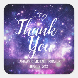 Galaxy Starry Night Wedding Vielen Dank Quadratischer Aufkleber