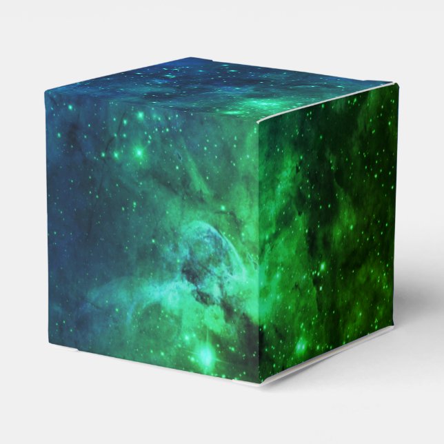 Galaxy Stars Space Green Neon Muster Geschenkschachtel (Rückseite)