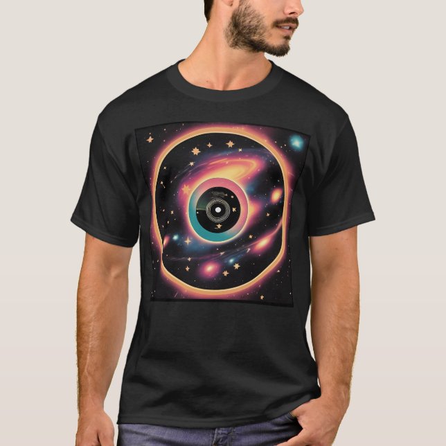 Galaxy Stars Universe Vinyl Record T-Shirt (Vorderseite)