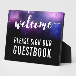 Galaxy Stars Wedding Welcome Gästebuchunterschrift Fotoplatte