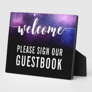 Galaxy Stars Wedding Welcome Gästebuchunterschrift Fotoplatte