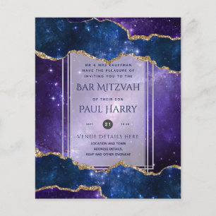 Galaxy Sternen Nacht BAR MITZVAH Einladungen Navy Flyer