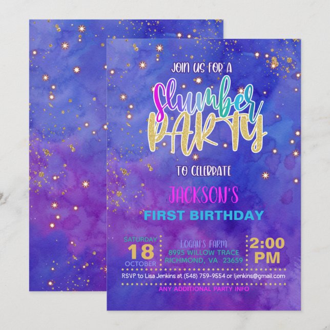 Galaxy Stwood Party Invitation d'anniversaire (Devant / Derrière)