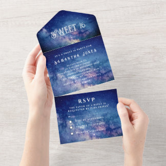 Galaxy Sweet 16 Hübsch Stars Starry Night Sky All All In One Einladung