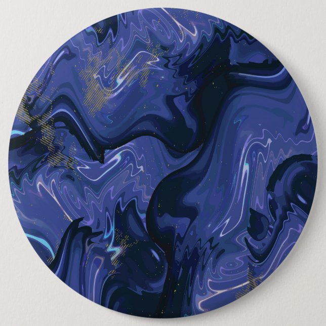 Galaxy Swirl Blauer Glitzer Abstraktes kosmisches  Button (Vorderseite)