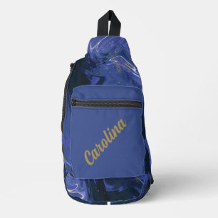 Galaxy Swirl Blauer Glitzer Abstraktes kosmisches Crossbody Bag