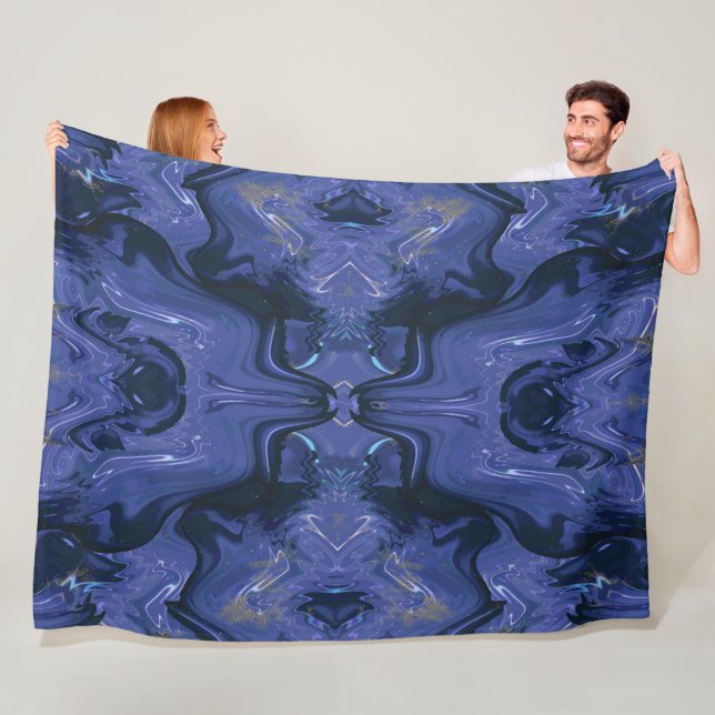 Galaxy Swirl Blauer Glitzer Abstraktes kosmisches  Fleecedecke (Beispiel)