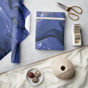 Galaxy Swirl Blauer Glitzer Abstraktes kosmisches  Geschenkpapier