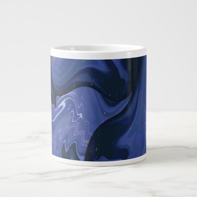 Galaxy Swirl Blauer Glitzer Abstraktes kosmisches  Jumbo-Tasse (Vorderseite)