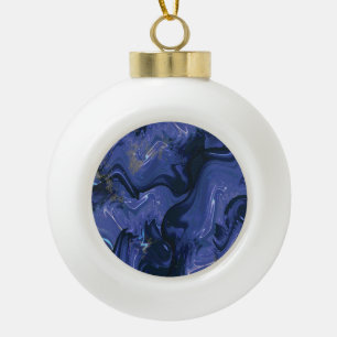 Galaxy Swirl Blauer Glitzer Abstraktes kosmisches  Keramik Kugel-Ornament