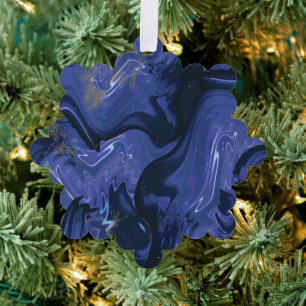 Galaxy Swirl Blauer Glitzer Abstraktes kosmisches  Ornament Karte