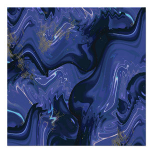 Galaxy Swirl Blauer Glitzer Abstraktes kosmisches Poster