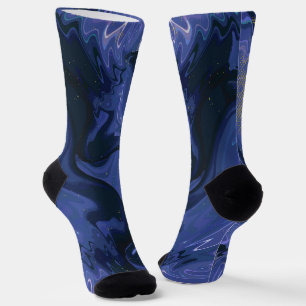 Galaxy Swirl Blauer Glitzer Abstraktes kosmisches  Socken