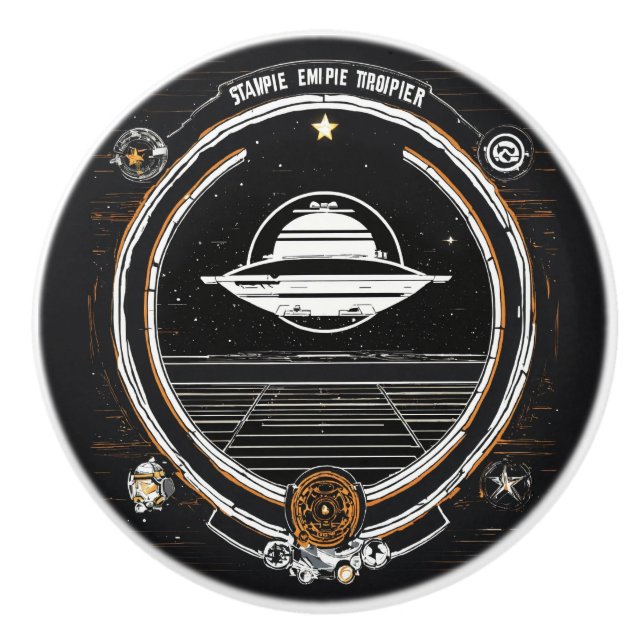 "Galaxy-Themed Keramik Pull - Einzigartiges UFO &  Keramikknauf (Vorderseite)