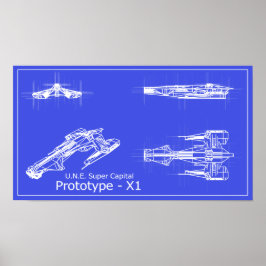 Galaxy U.N.E Prototyp X-1 Blueprints Poster