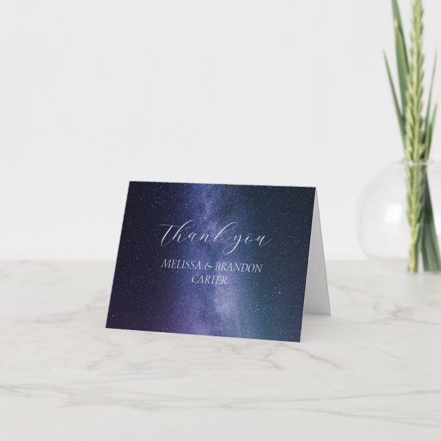 Galaxy Universe Mystical Wedding Vielen Dank Dankeskarte (Vorderseite)