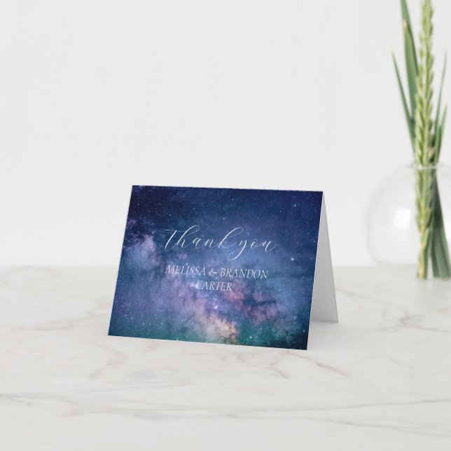 Galaxy Universe Mystical Wedding Vielen Dank Dankeskarte (Vorderseite)