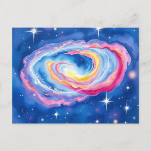 Galaxy Watercolor Farbschwirbeln und funkeln Postkarte
