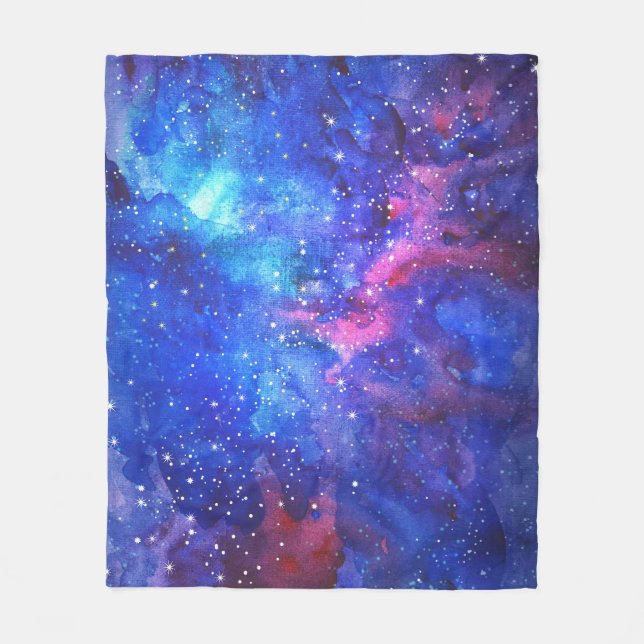 Galaxy Watercolor Night Sky. Fleecedecke (Vorderseite)
